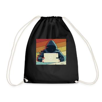 Retro Sniffer Social Engineering Phishing Grey - Drawstring Bag - black - Front