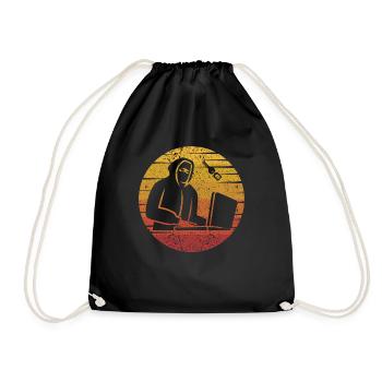 Retro Social Engineering Phishing Sniffer Grey - Drawstring Bag - black - Front