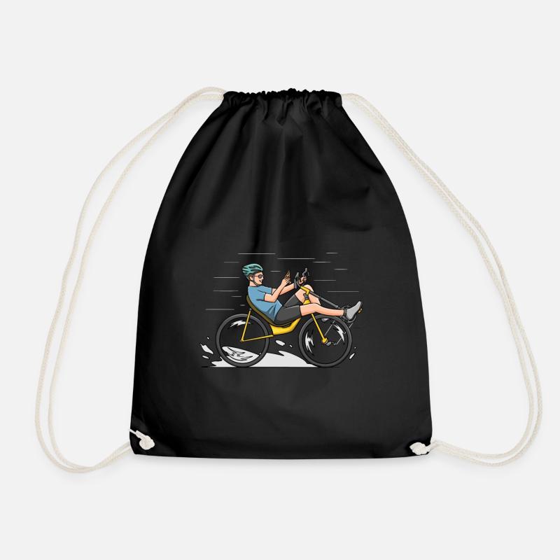 Bicycle Biker Biking Recumbent Bike Cyclist Pedal - Drawstring Bag - black