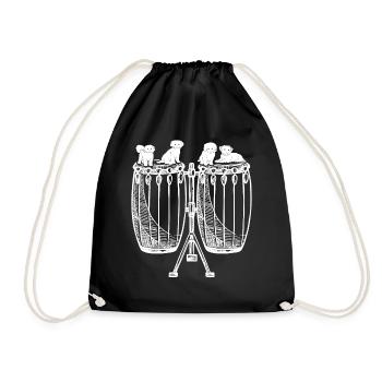 Conga With Dogs Conga Player Dogs Conga Drum Instr - Drawstring Bag - black - Front