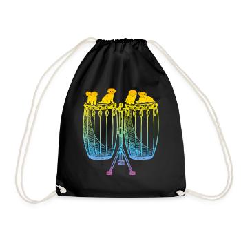 Conga With Dogs Conga Player And Dog Lover Congas - Drawstring Bag - black - Front