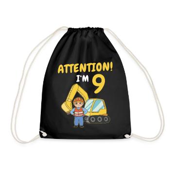 Cadeau 9 ans anniversaire garçon ou fille - Sac de sport léger - noir - Devant
