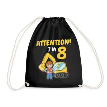 Cadeau 8 ans anniversaire garçon ou fille - Sac de sport léger - noir - Devant