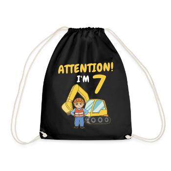 Cadeau 7 ans anniversaire garçon ou fille - Sac de sport léger - noir - Devant