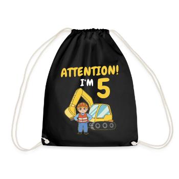 Cadeau 5 ans anniversaire garçon ou fille - Sac de sport léger - noir - Devant