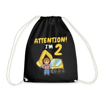 Cadeau 2 ans anniversaire garçon ou fille - Sac de sport léger - noir - Devant