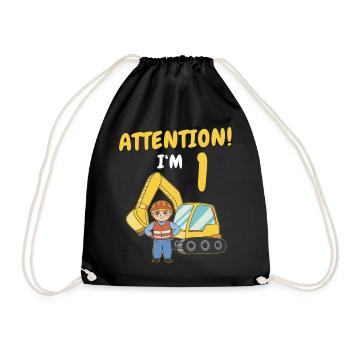 Cadeau 1 an anniversaire garçon ou fille - Sac de sport léger - noir - Devant