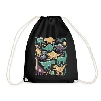Dinosaurier Doodles Dino T-Rex Velociraptor Urzeit - Turnbeutel - Schwarz - Vorne