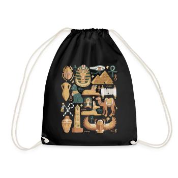 Egypte Doodles Pyramide Pharaon Sphinx Le Caire - Sac de sport léger - noir - Devant