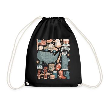 USA Doodles United States of America - Drawstring Bag - black - Front
