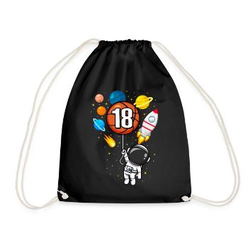 JHON Kids Birthday Astronaut 18 Years Old - Drawstring Bag - black - Front