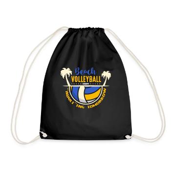 Beach Volleyball Today Adult Ing Volleyballer - Drawstring Bag - black - Front