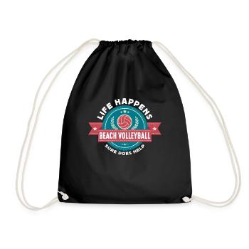 Beach Volleyball Life Happens Beach Volleyball Player - Drawstring Bag - black - Front
