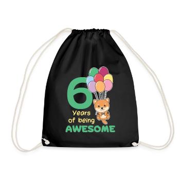 Shiba Inu for 6th birthday children six years old - Drawstring Bag - black - Front