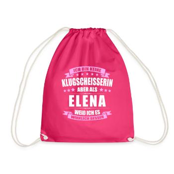 Name Elena Vorname Klugscheisserin Namenstag - Turnbeutel - Fuchsia - Vorne
