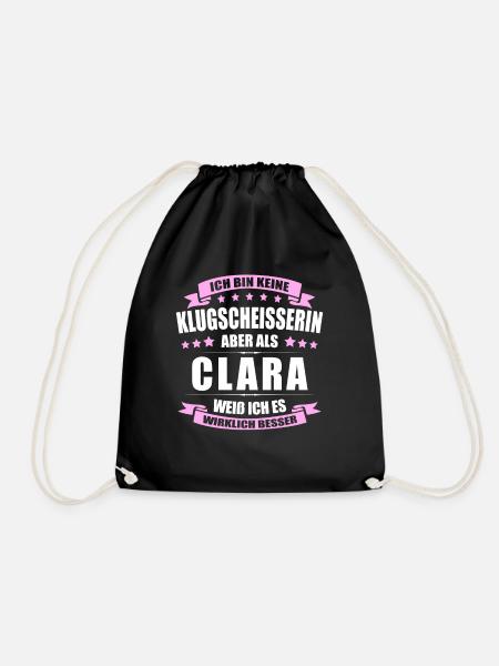 Name Clara Vorname Klugscheisserin Namenstag - Turnbeutel - Schwarz