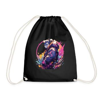 Panda Cool Panda Bear Pandas - Drawstring Bag - black - Front