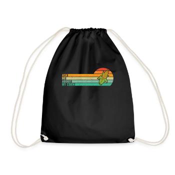 Retro Ask Me About My Corn - Corn Farmer Farmer - Drawstring Bag - black - Front