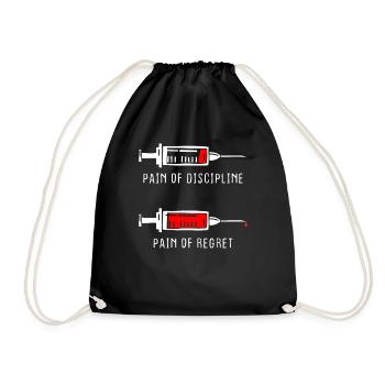Pain Of Discipline Regret Discipline Fitness Success - Drawstring Bag - black - Front