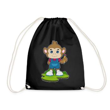 Monkey Student Pencil School - Drawstring Bag - black - Front