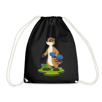 Meerkat Skater Skateboard - Drawstring Bag - black - Front