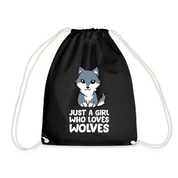 Wolf Girl Nur ein Mädchen, das Wölfe liebt - Turnbeutel - Schwarz - Vorne