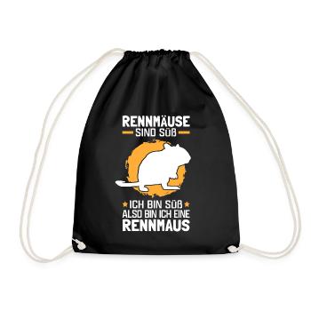 Also bin ich eine Rennmaus Nagetier Gerbil - Turnbeutel - Schwarz - Vorne