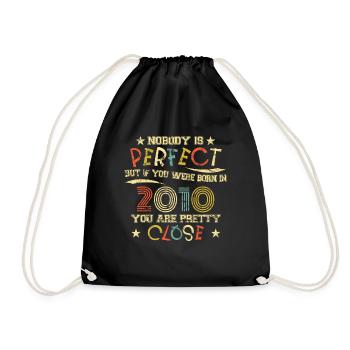 2010 Geburtstag Vintage Nobody is perfect - Turnbeutel - Schwarz - Vorne