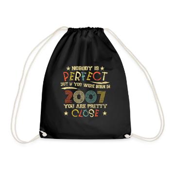2007 Geburtstag Vintage Nobody is perfect - Turnbeutel - Schwarz - Vorne
