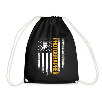 Vintage USA Photographer American Flag Photography - Drawstring Bag - black - Front