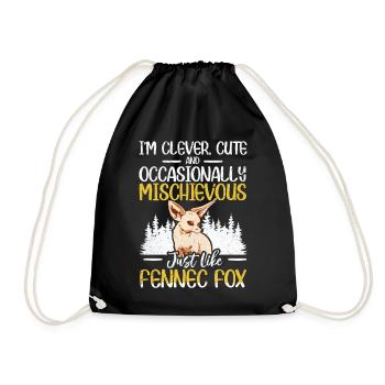 Fennec Fox Clever Cute Fennec Fox Owner - Drawstring Bag - black - Front