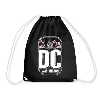 Washington DC Shirt, Capital City White House - Drawstring Bag - black - Front