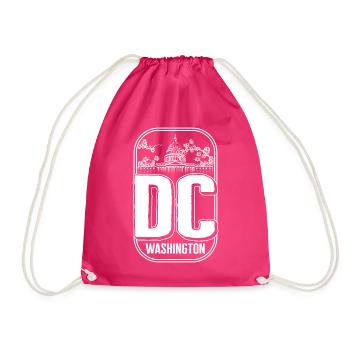 Washington DC Shirt, Capital City White House - Drawstring Bag - fuchsia - Front