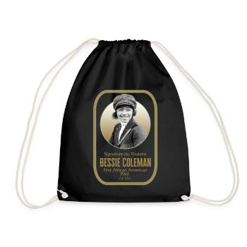 Black Lives Matter Shirt, Bessie Coleman First - Drawstring Bag - black - Front