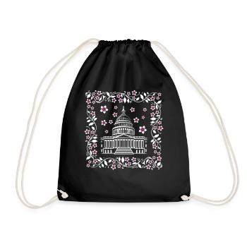 Washington DC Shirt, Capital City White House - Drawstring Bag - black - Front