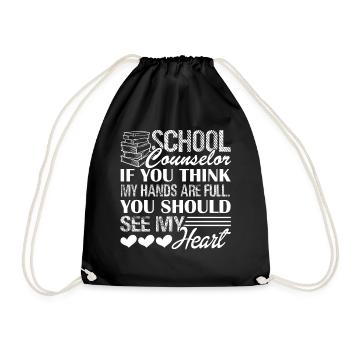 School Counselor School Counselor Full Heart - Drawstring Bag - black - Front