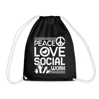 Social Worker Peace Love Social Work - Drawstring Bag - black - Front