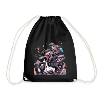 Motocross Dirtbike Motocross Motorcycle Enduro - Drawstring Bag - black - Front