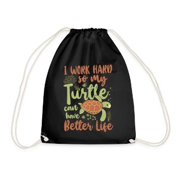 Sea Turtle Tortoise I Work Hard So - Turnbeutel - Schwarz - Vorne
