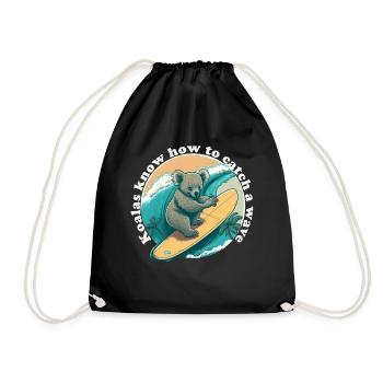 Catch a wave Koalabaer - Drawstring Bag - black - Front