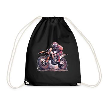 Motocross Dirt Bike Motocross Rider Biker - Drawstring Bag - black - Front