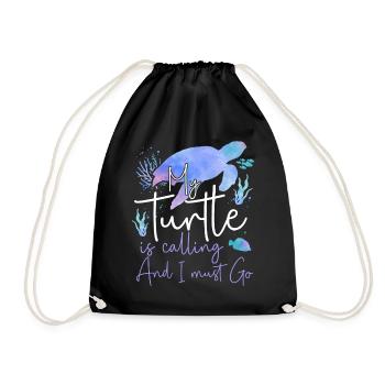 Sea Turtle Tortoise Watercolor My - Drawstring Bag - black - Front