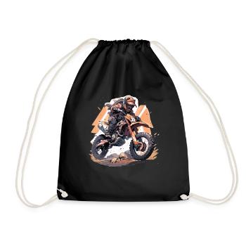 Supermoto Motocross Motocross Motorcycle Biker - Drawstring Bag - black - Front