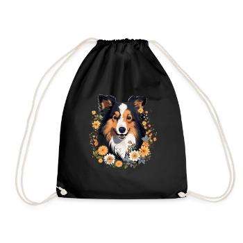 Langhaarcollie Collie Hund Hunderasse - Turnbeutel - Schwarz - Vorne