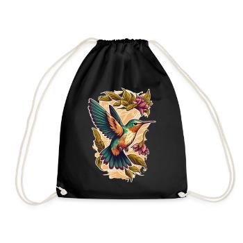 Hummingbird Hummingbird Bird Hummingbird Animal - Drawstring Bag - black - Front