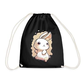 Hase Häschen Tier Haustier Hasen - Turnbeutel - Schwarz - Vorne