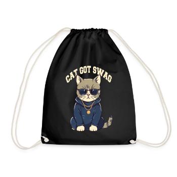Vous avez Swag Cat avec des lunettes de soleil - Sac de sport léger - noir - Devant