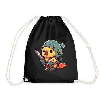 Oiseau en tenue de guerrier - Sac de sport léger - noir - Devant
