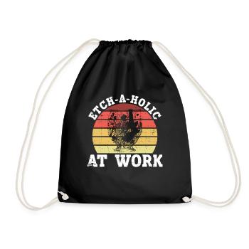 Etch-A-Holic at work - glass etching - Drawstring Bag - black - Front