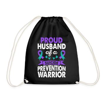 Husband of Suicide Prevention Warrior Awareness - Drawstring Bag - black - Front